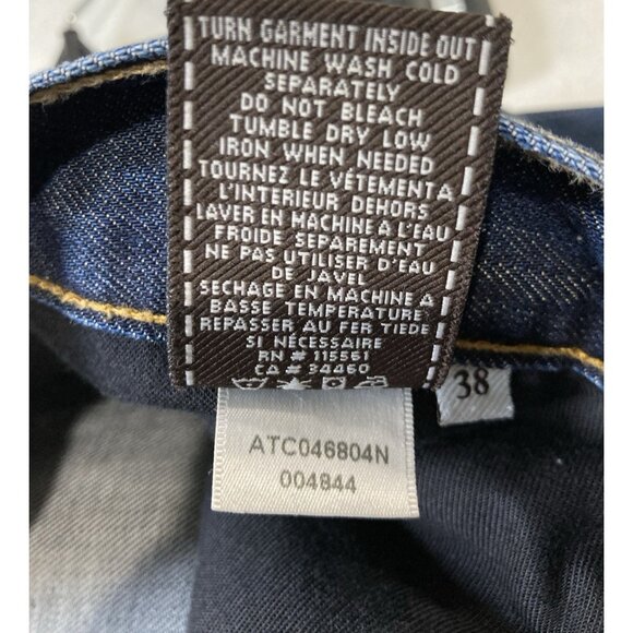 7 for all Mankind Austyn Jeans Mens 38x35 Straight Leg Dark Wash Logo Distressed - Picture 9 of 10